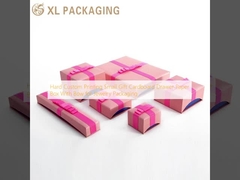 Hard Custom Printing Small Gift Cardboard Drawer Paper Box With Bow for Jewelry Packaging