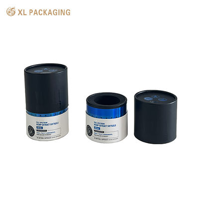 Buy Roll Edge Paper Tube Cosmetic Packaging Box, Custom Cylinder Box With Hot Blue Silver Foil UV Printing And Black EVA Insert For Skincare Products online manufacture