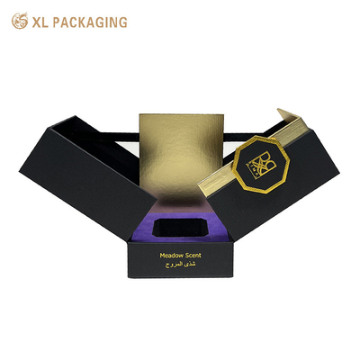 Buy XL Packaging Custom Packaging Box Factory Two Door Open Magnet Perfume Paper Box Black EVA Foam Insert Texture Paper Box online manufacture
