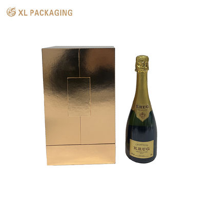 Buy Two Door Qpen Rose Gold Glossy Magnetic Paper Packaging Box for Wine & Spirits online manufacture