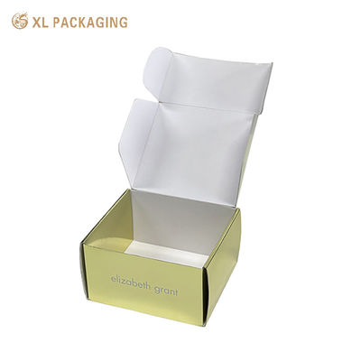 Buy Luxury Gold Cosmetic Corrugated Mailer Boxes, Custom Embossed Hexagon Corrugated Mailers for Beauty Products online manufacture