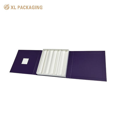 Buy Dual Open 7-Slot Purple Magnetic Chocolate Packaging Box with Full Embossed online manufacture
