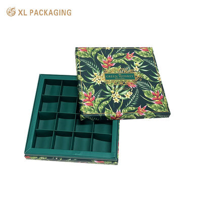 Buy Eco-Friendly 16 Cavity Chocolate Packaging Box with Gold Foil Logo and Floral Design online manufacture