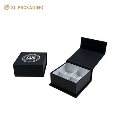Buy 4-Cavity Black Magnetic Chocolate Gift Box with 350g Silver Paper Insert online manufacture