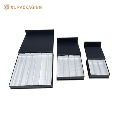 Buy Custom Luxury Black Chocolate Box White Logo Magnet Gift Box With Paper Dividers online manufacture
