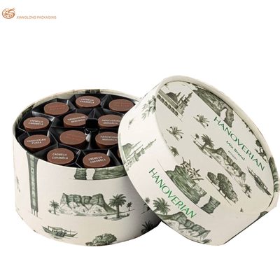 Buy Eco-Friendly Gifting Branded Collections Round Luxury Chocolate Gift Box Recyclable Paper Packaging Sleek Design Foil Logo Suitable For Truffles Candies online manufacture