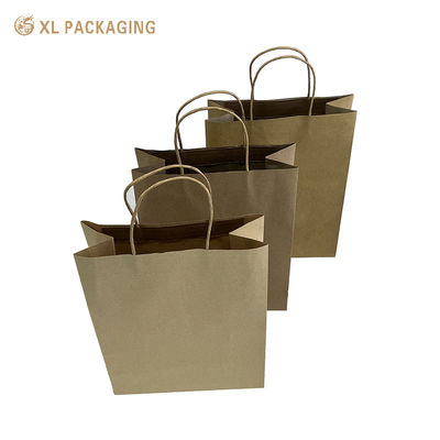 Buy Custom Logo Recycled Kraft Shopping Bags with Twisted Paper Handles and Biodegradable Material online manufacture