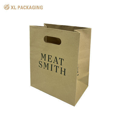 Buy Eco-Friendly Brown Kraft Takeaway Paper Bag | Disposable Cut Handle Food Packaging Bag online manufacture