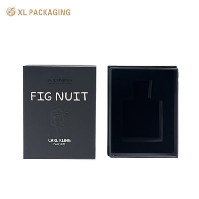 Buy Custom 3 Pieces Black Perfume Box with Embossed Black Foil Logo & Velvet Flocked EVA Insert online manufacture