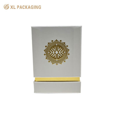 Buy Luxury 3 Piece Perfume Gift Box with Custom Embossed Gold Logo, Velvet EVA Insert, and Angled Inner Box online manufacture