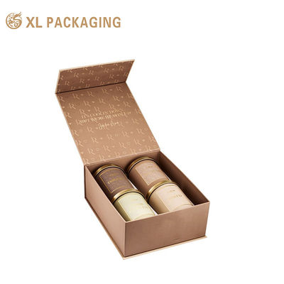 Buy Custom Eco Textured Paper Magnetic Closure Gift Boxes for Candle Cups Tea Cans Packaging online manufacture