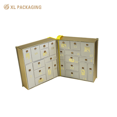 Buy XL Packaging Custom Packaging Box Factory Double Door OEM 24 Drawer Advent Calendar Box Cosmetic Skincare Beauty Gift Christmas Box Drawer online manufacture