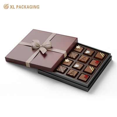 Buy Custom Design Halloween Chocolate Paper Box with Detachable Linen Bow Ribbon and Two-Tone Gilt Luxury Design online manufacture