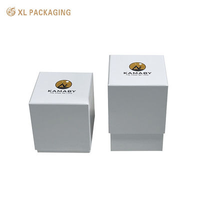 Buy Custom White 2 Pieces Rigid Candle Box 2mm Greyboard Matte Lamination Empty Lid Base Box For Perfume Jar online manufacture