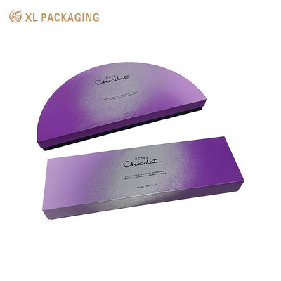Buy Custom Purple Gradient Book-Shape Chocolate Box with Silver Foil Finishing for Automatic Machine Production online manufacture
