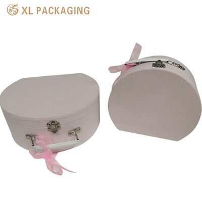 Buy Custom Recyclable Round Suitcase Gift Box with Metal Lock and Flocked Liner for Eco Packaging online manufacture