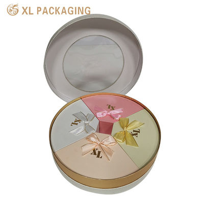 Buy Custom Round Rigid Gift Box with Large PVC Window and Four Fan-Shaped Compartments for Premium Packaging online manufacture