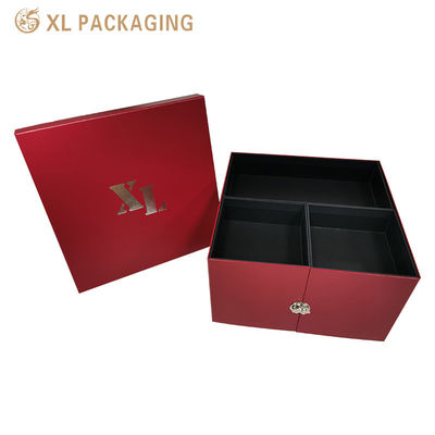 Buy Custom Rigid Gift Box with 360° Rotatable Double Door Mechanism and Four Independent Compartments for Luxury Packaging online manufacture