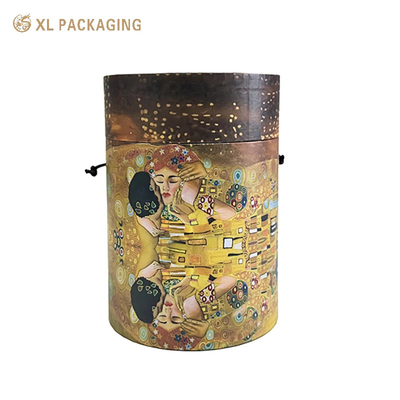 Buy Black Cotton Handle Custom Logo Round Cylinder Paper Tube Colorful Design T-Shirt Packaging Tube online manufacture