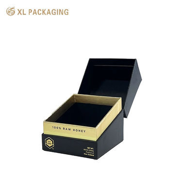 Buy Custom 3 Pieces Bevel Edge Gift Box with Gold Foil UV Logo and Black Velvet EVA Insert for Jar Perfume Candle Skincare online manufacture