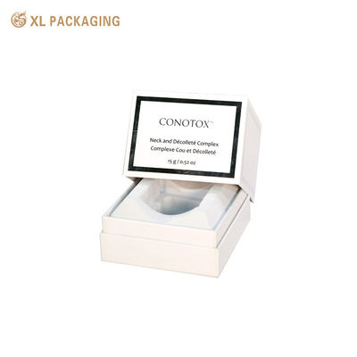 Buy Custom Luxury Cosmetic Gift Box with Book-Style Flip Lid Design and Premium Matte White Specialty Paper Featuring Custom Molded EVA Foam Liner online manufacture