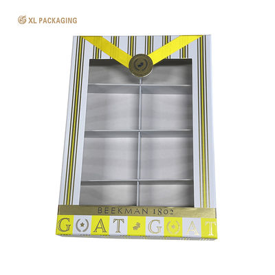 Buy Gold Foil Medal Logo Skincare Gift Box with Clear PET Window and Rigid Cardboard Structure online manufacture