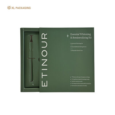 Buy Custom Logo 350gsm Card Paper Box Green Flat Ship Soft Touch Drawer Box online manufacture