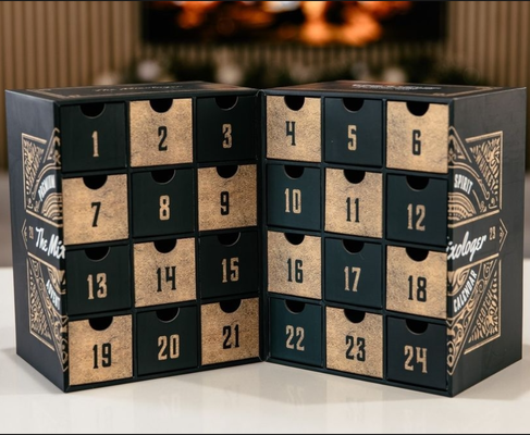 Buy 24 Drawer Two Side Open Advent Calendar Box with Finger Hole Pull Out Drawers online manufacture