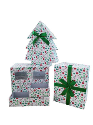 Buy Custom Holiday Slide Drawer Box Set Christmas Tree Shape Gift Packaging With Metal Pull online manufacture