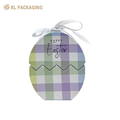 Custom Easter Egg Shaped Chocolate Gift Box 3 Pieces Set Packaging Box with White Ribbon & EVA Insert