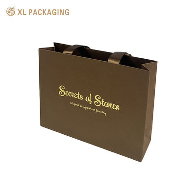 Custom Printed Laminated Brown Small Clothing Jewelry Shopping Gift Packaging Paper Bag Eco Friendly Features Box Type