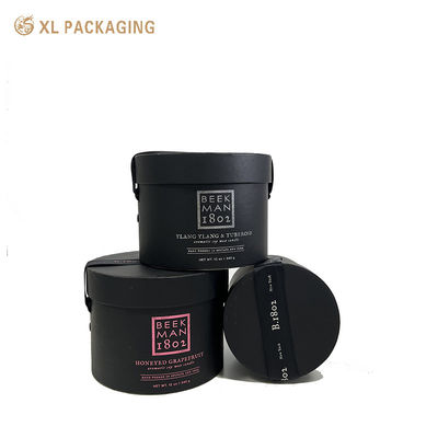 Food-Grade Rigid Paperboard Cylindrical Paper Tube with Matte Lamination and Woven Ribbon Handle for Tea Packaging