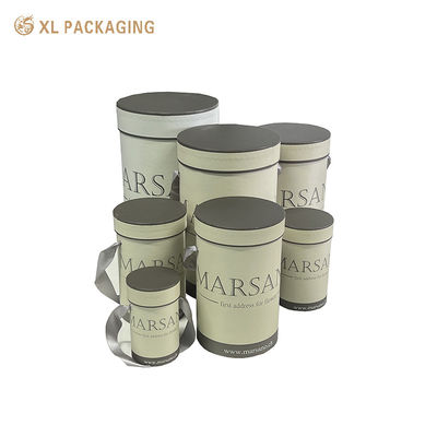 Nestable Flower Paper Bucket with Two Grey Ribbon Handles and Matte Lamination for Florist Packaging