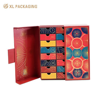 OEM Luxury Gold Foil Advent Calendar Box with 24 Drawers – Holiday Gift Paper Box Set