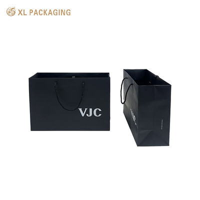 Custom Black Coated Paper Shopping Gift Bags with Printed Brand Logos and Reinforced Twisted Handles