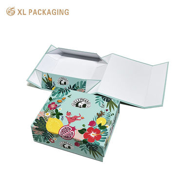 Recycled Cardboard Collapsible Perfume Paper Box Tropical Floral Print Hidden Magnetic Closure