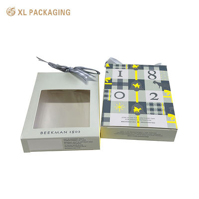 XL Packaging Printed Foldable Card Box Lip Card Box Custom Design For Lipstick Packaging Bow Attaching Cardboard Box With PVC Film Window Folding Card Box