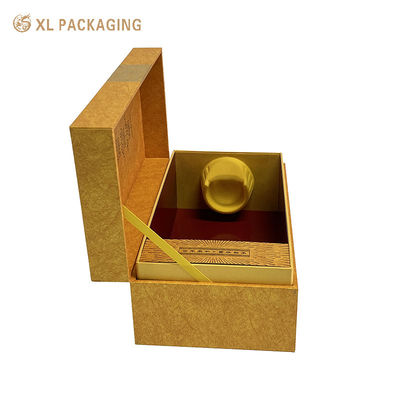 Custom Whisky Packaging Box with Hinged Lid Ribbon Pull Textured Specialty Paper and Velvet Tray Insert
