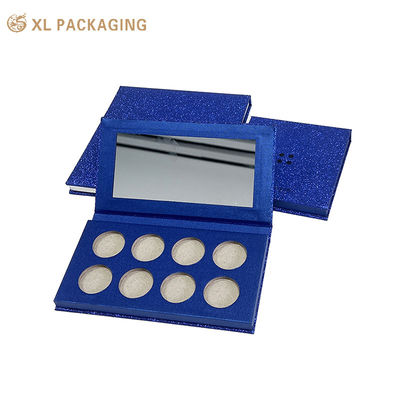 Custom Magnetic Empty Eyeshadow Palette Box with 2mm Rigid Board, 8 Compartments, and Built-in Mirror