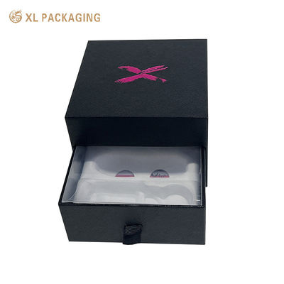 Custom Luxury Two Layer Gift Drawer Box with Red Foil LOGO and Recyclable Material for Perfume Cosmetic Jewelry