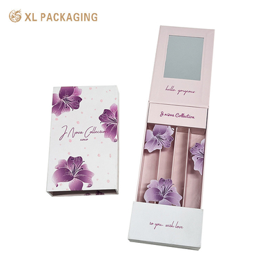 Luxury Custom Cosmetic Box Colorful Lipstick Three Pack Drawer Paper Box Cosmetic Gift Box With Mirror Inside