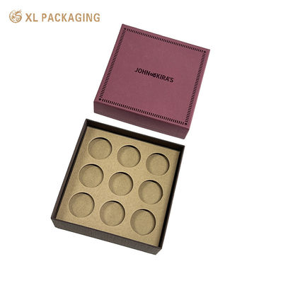 2-Piece Lid & Base Chocolate Gift Box Purple Rigid Box with 9 Slot Insert
