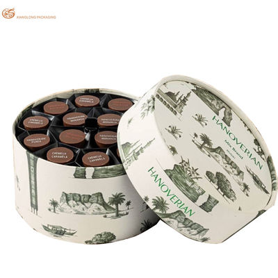 Custom Printed 800gsm Rigid Cardboard Round Chocolate Gift Tube Box with 150gsm White Kraft Paper