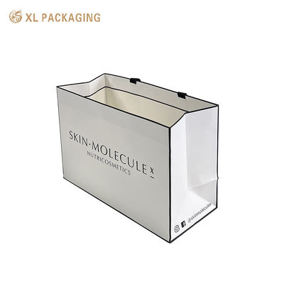 Custom Logo Luxury Cosmetic Paper Bag with 350gsm White Cardstock, Matte Lamination & Cotton Handles