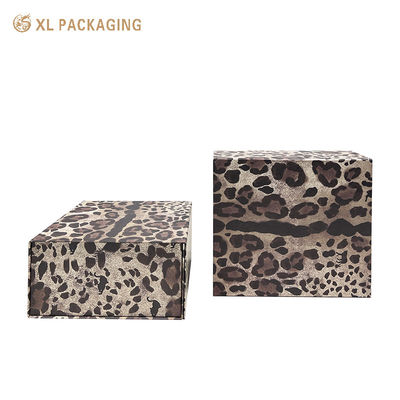 Luxury Foldable Rigid Gift Box with Hidden Magnetic Closure and Fashion Leopard Print Design