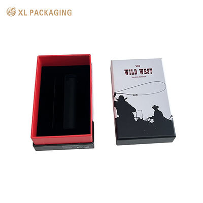 Custom 3 Piece Lid and Base Perfume Gift Box with Western Cowboy Print and Black Velvet Flocked EVA Insert