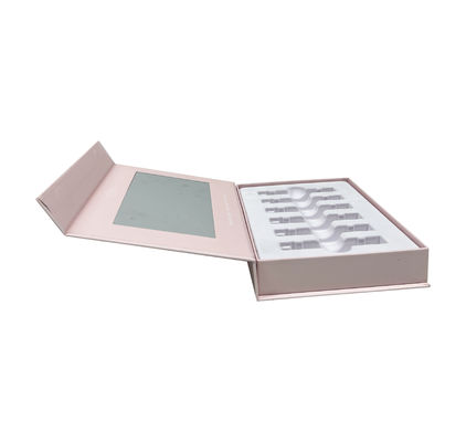Custom Printed Magnetic Cosmetic Gift Box with Built-in Mirror and Flocked EVA Insert for Skincare Packaging