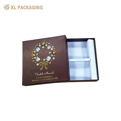 Luxury Brown Rigid Soap Gift Box with 350gsm Card Paper Insert Gold Foil Stamping and Matte Lamination