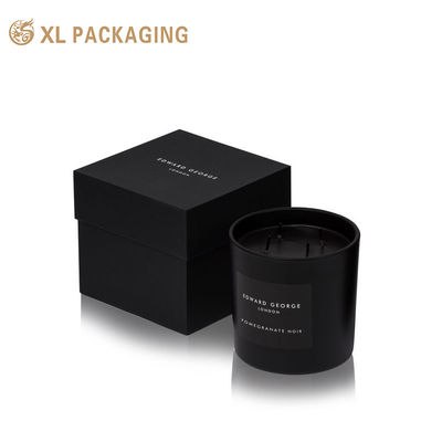 Machine-Made 1.5mm Rigid Candle Gift Box with Matte Black Kraft Paper and White Logo Printing