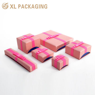 Pink Lid and Base Jewelry Box Set, 120gsm Specialty Paper, Custom Logo Printing for Jewelry Packaging
